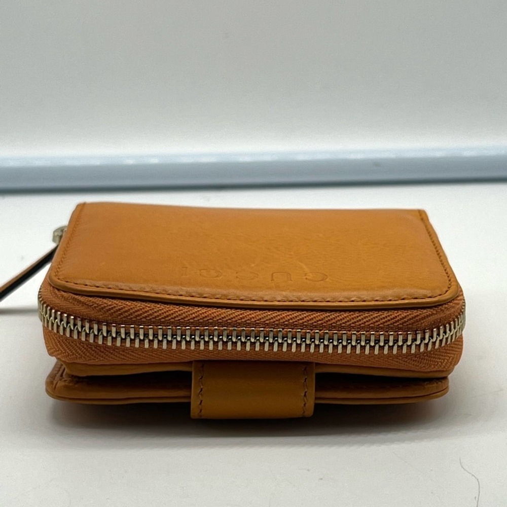 GUCCI washed soft calf Mari gold leather zip wallet 7618 - Picture 11 of 16
